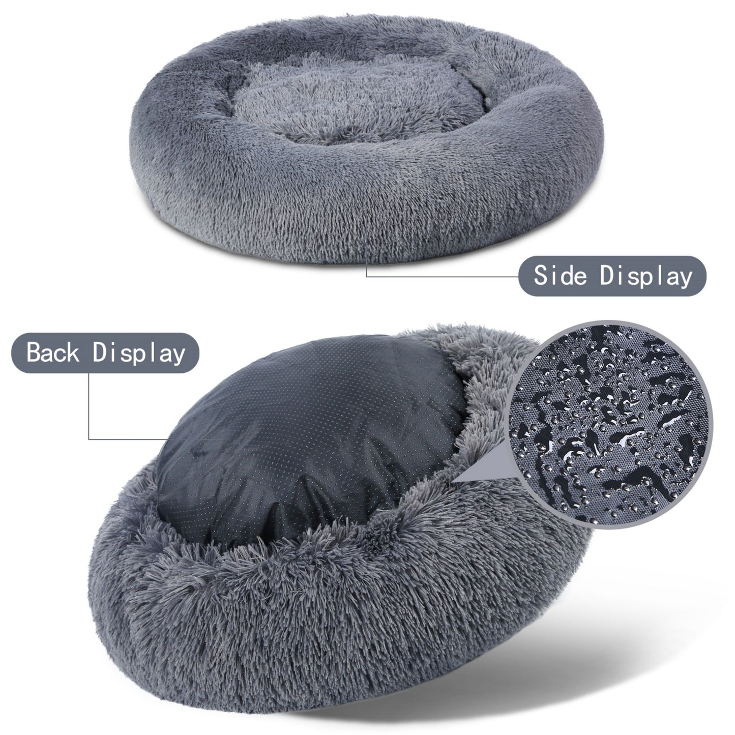 Donut Dog Bed Anti-Slip Round Fluffy Washable Pet Bed