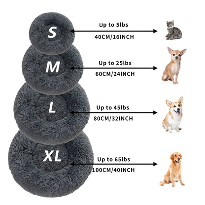Donut Dog Bed Anti-Slip Round Fluffy Washable Pet Bed