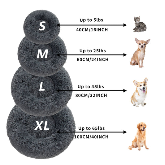 Donut Dog Bed Anti-Slip Round Fluffy Washable Pet Bed